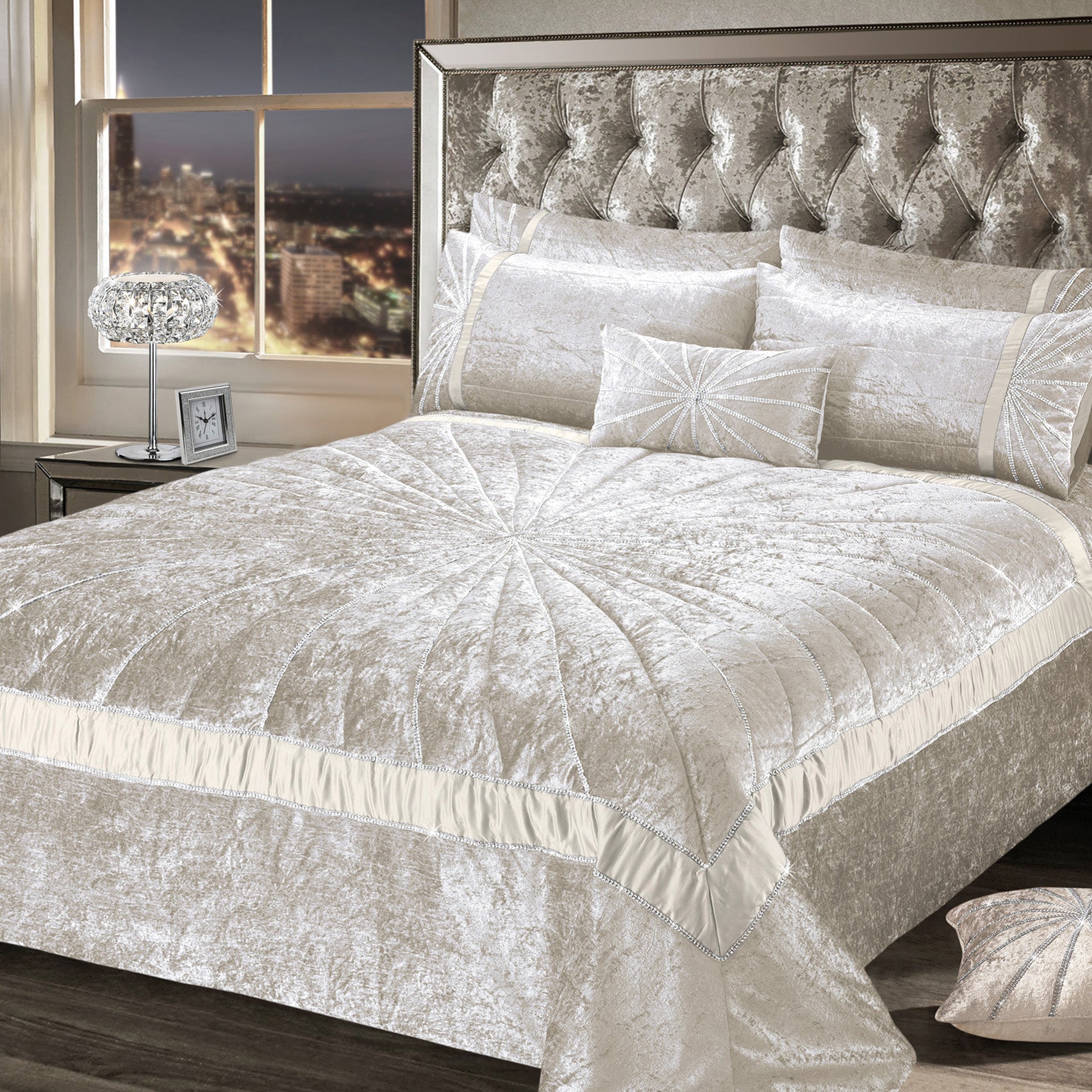 Shop-direct-24 Velvet Quilted Bedspread Throw - Embossed, Hypoallergenic (Double/King/Super King)