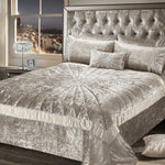 Intimates Starburst Crushed Velvet Diamante Natural Quilted Bedspread