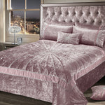 Intimates Starburst Crushed Velvet Diamante Pink Quilted Bedspread