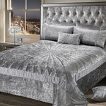 Intimates Starburst Crushed Velvet Diamante Silver Quilted Bedspread