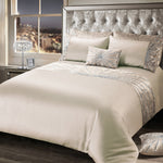 Intimates Diamante Starburst Crushed Velvet Natural Duvet Cover & Pillowcase Set