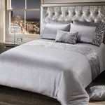 Intimates Diamante Starburst Crushed Velvet Silver Duvet Cover & Pillowcase Set