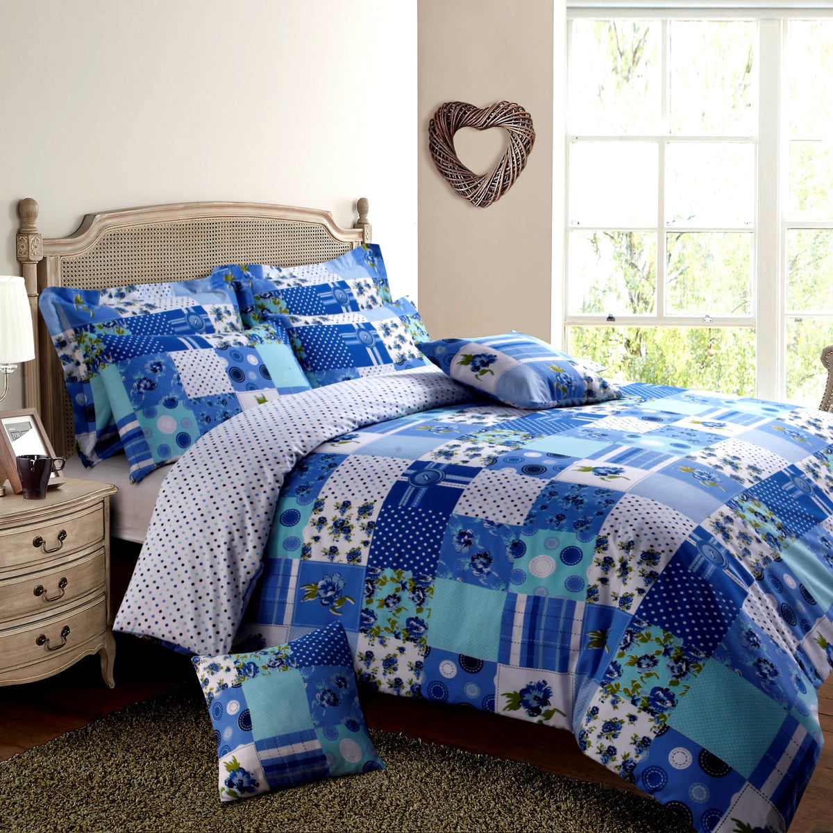 Blue Patchwork Duvet Cover Set - Reversible | Linens Online