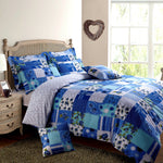 Velosso Stitch Trail Reversible Blue Patchwork Duvet Cover & Pillowcase Set