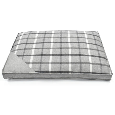Pet Winks Check Stripe Lounger Pet Bed Soft Grey