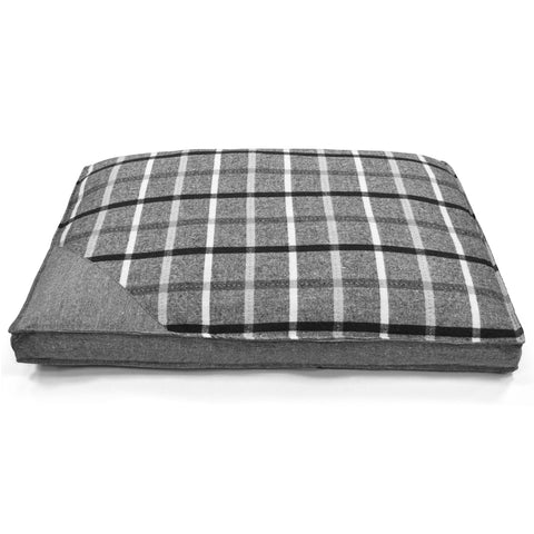 Pet Winks Check Stripe Slate Grey Lounger Pet Bed