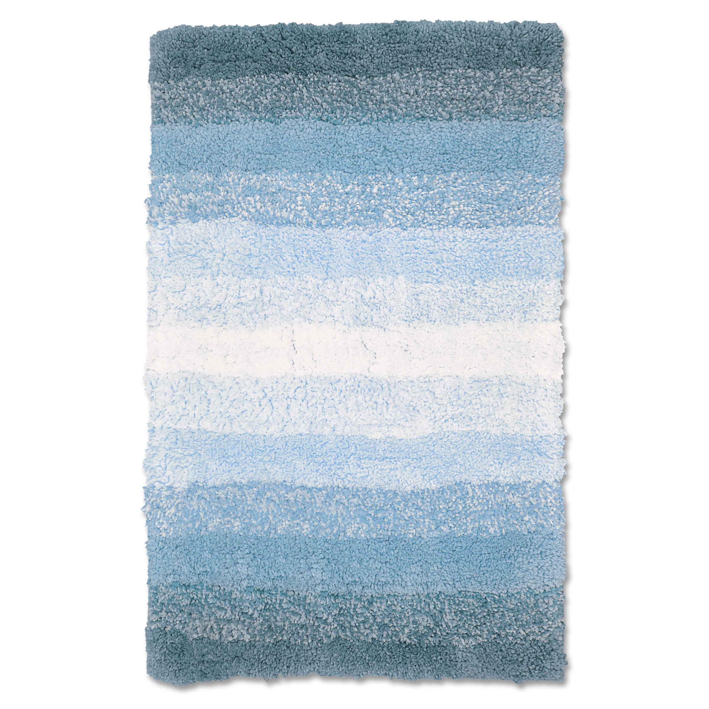 Superstripe Deep Pile Blue Bath Mat Rug | Linens Online