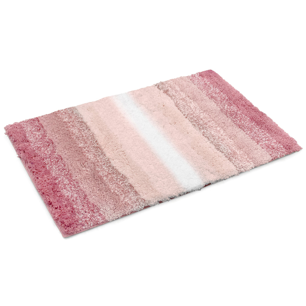 Velosso Luxury Superstripe Deep Pile Blush Pink Bath Mat Rug