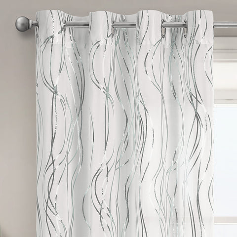 Velosso Swirls Silver Eyelet Voile Panel
