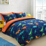 Velosso Blue Dinosaur Teddy Fleece Duvet Cover & Pillowcase Set