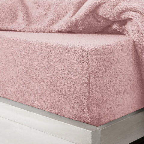 Velosso Blush Pink Teddy Fleece Fitted Sheet
