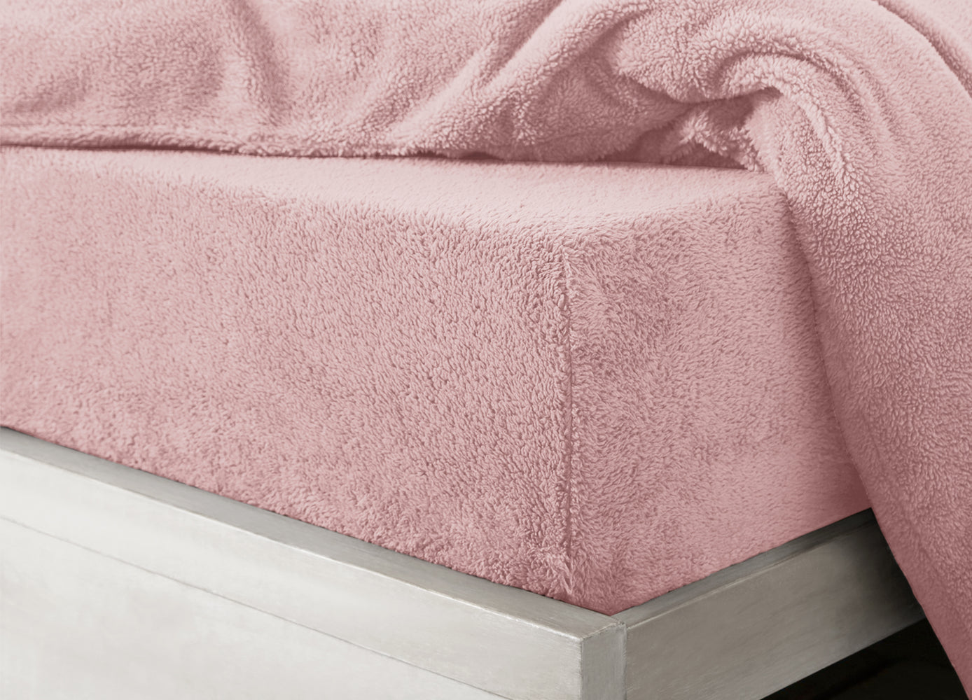 Velosso Blush Pink Teddy Fleece Fitted Sheet