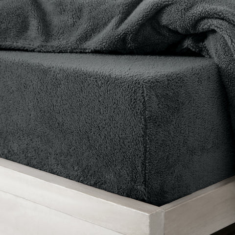 Velosso Charcoal Teddy Fleece Fitted Sheet