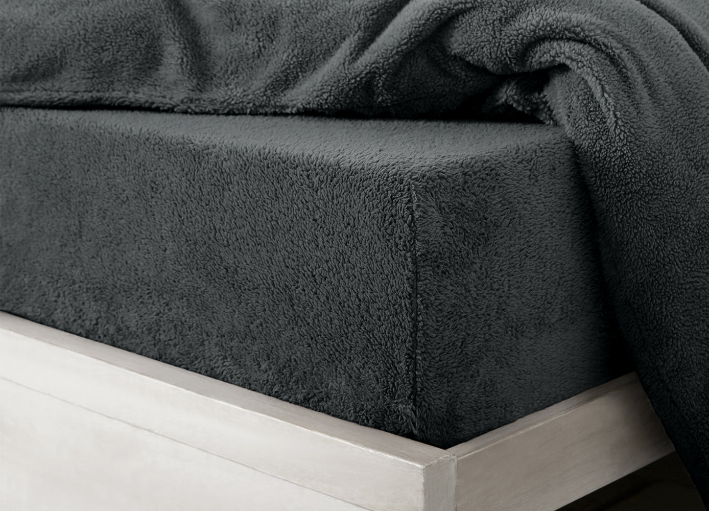 Velosso Charcoal Teddy Fleece Fitted Sheet