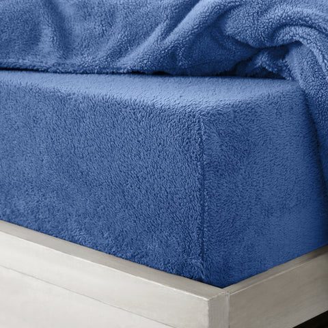 Velosso French Blue Teddy Fleece Fitted Sheet