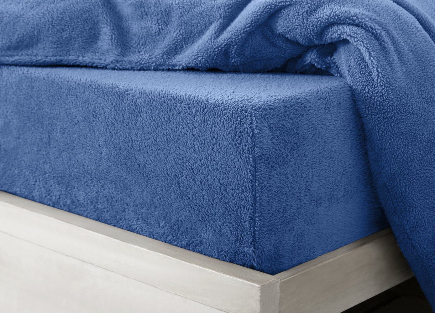 Velosso French Blue Teddy Fleece Fitted Sheet