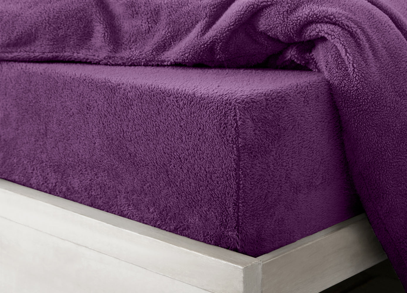 Velosso Purple Teddy Fleece Fitted Sheet