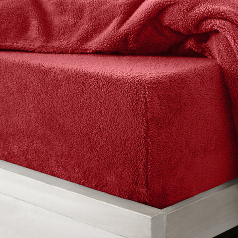 Velosso Red Teddy Fleece Fitted Sheet