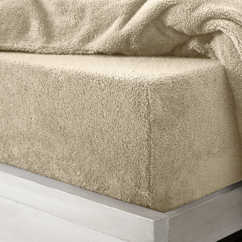 Velosso Taupe Teddy Fleece Fitted Sheet
