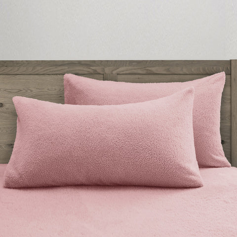 Velosso Teddy Fleece Pillowcases Pair Blush Pink