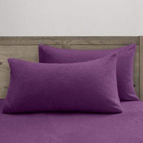 Velosso Purple Teddy Fleece Pillow Cases