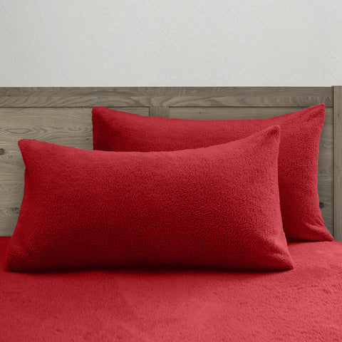 Velosso Red Teddy Fleece Pillow Cases