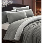 Velosso Beaux Shimmer Silver Teddy Fleece Duvet Cover & Pillowcase Set