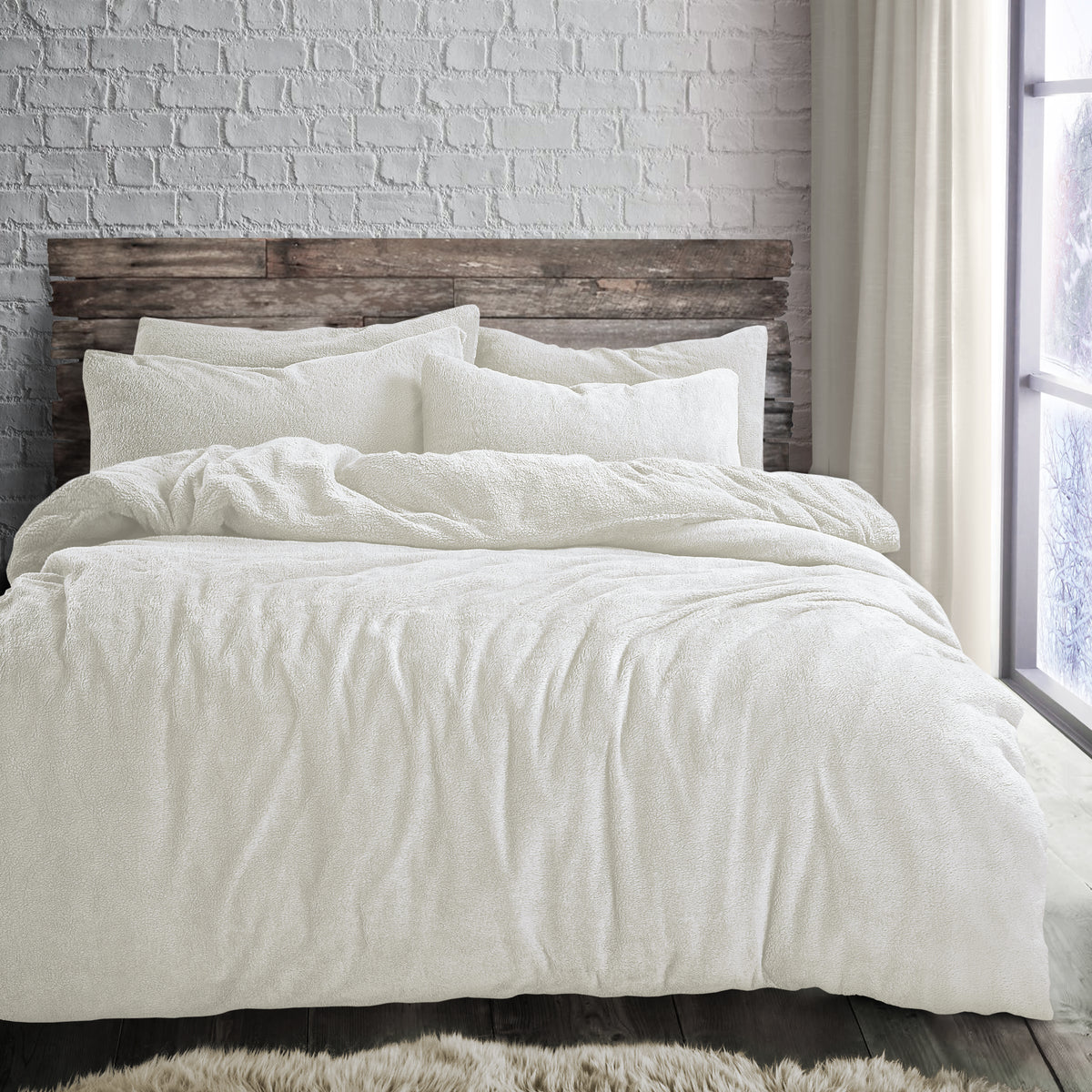 Velosso Cream Teddy Fleece Duvet Cover Set | Linens Online