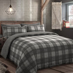 Velosso Grey Check Teddy Fleece Duvet Cover & Pillowcase Set