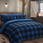 Velosso Blue Check Teddy Fleece Duvet Cover & Pillowcase Set