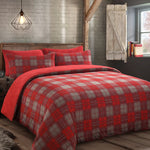 Velosso Red Check Teddy Fleece Duvet Cover & Pillowcase Set