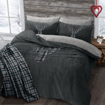 Velosso Stag Charcoal Teddy Fleece Duvet Cover & Pillowcase Set