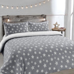 Velosso Stars Teddy Fleece Silver Sherpa Duvet Cover Set