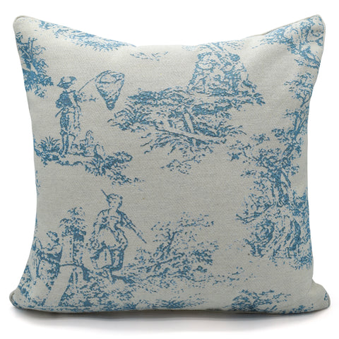 Velosso Toile Blue Tapestry Cushion Cover