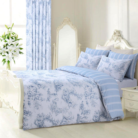 Velosso Toille Blue Reversible Duvet Cover & Pillowcase Set