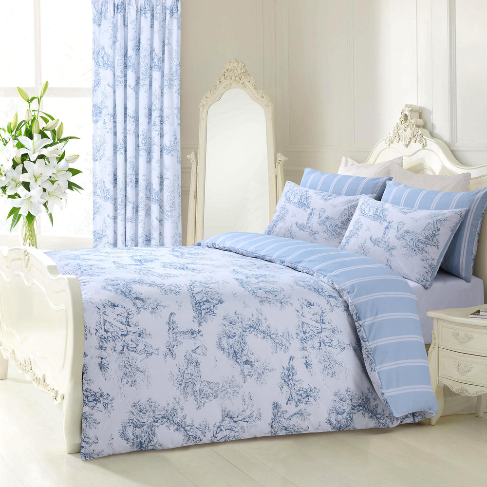 Velosso Toille Blue Reversible Duvet Cover & Pillowcase Set