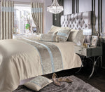 Intimates Topaz Crushed Velvet Diamanté Natural Duvet Cover & Pillowcase Set
