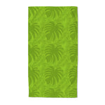 Velosso Green Tropical Leaves Embossed Jacquard Beach Towel