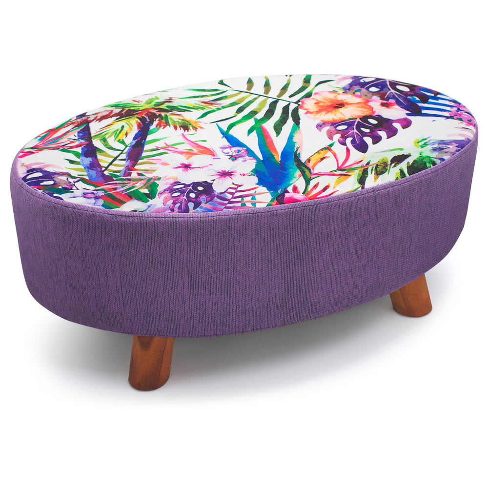 Velosso Luxury Tropical Floral Oval Footstool