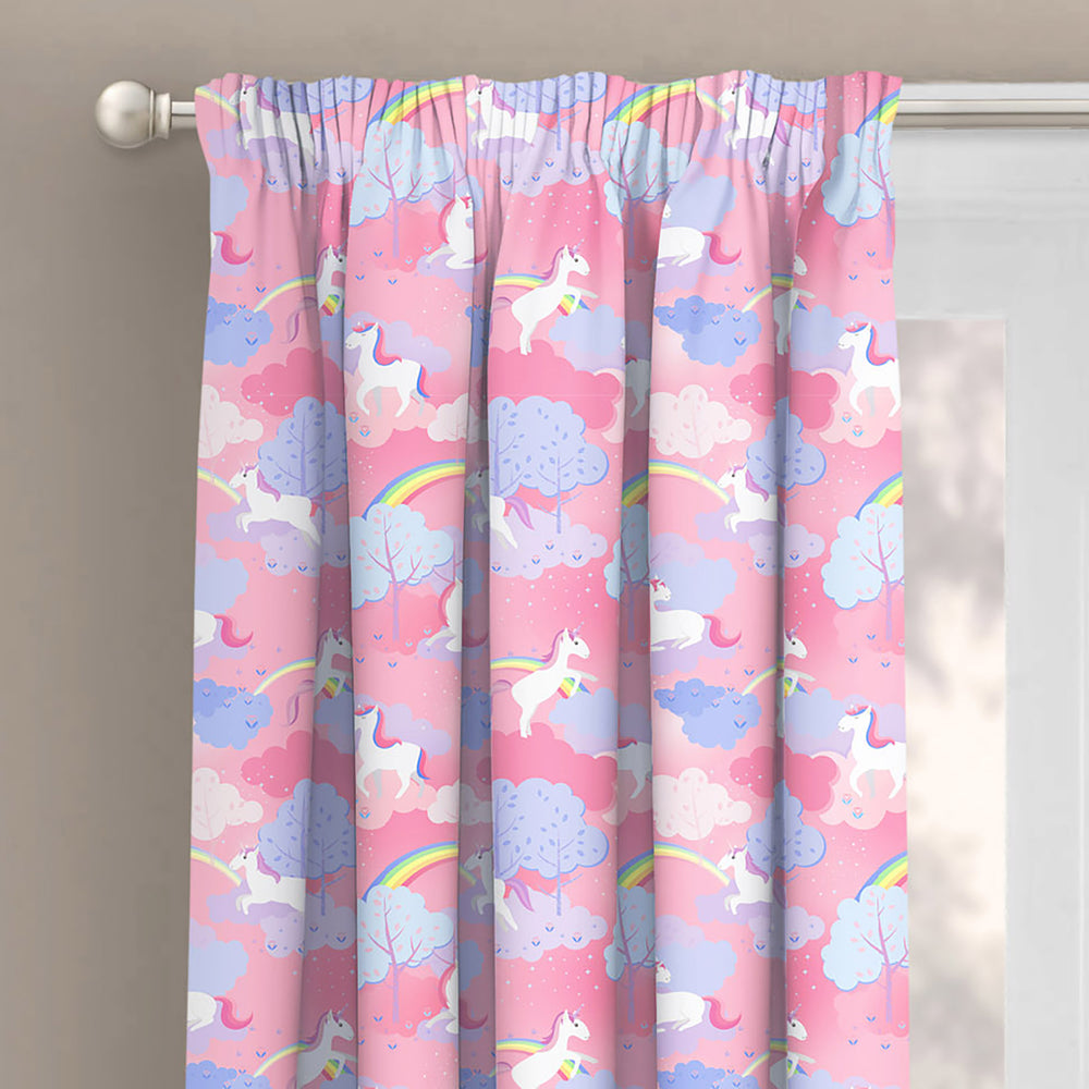 Velosso Unicorn Rainbow Pencil Pleat Curtains