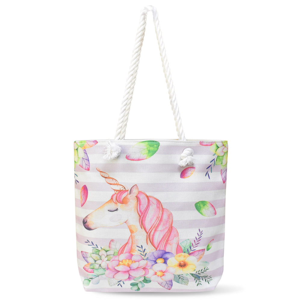 Velosso Unicorn Stripe Shopping Tote Bag