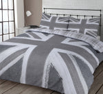 Velosso Grey Reversible Union Jack Duvet Cover & Pillowcase Set