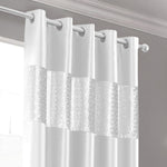 Intimates Vera White Faux Silk Crushed Velvet Ready Made Eyelet Curtains