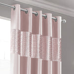 Intimates Vera Blush Pink Faux Silk Crushed Velvet Ready Made Eyelet Curtains