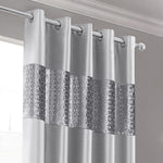 Intimates Vera Silver Faux Silk Crushed Velvet Ready Made Eyelet Curtains