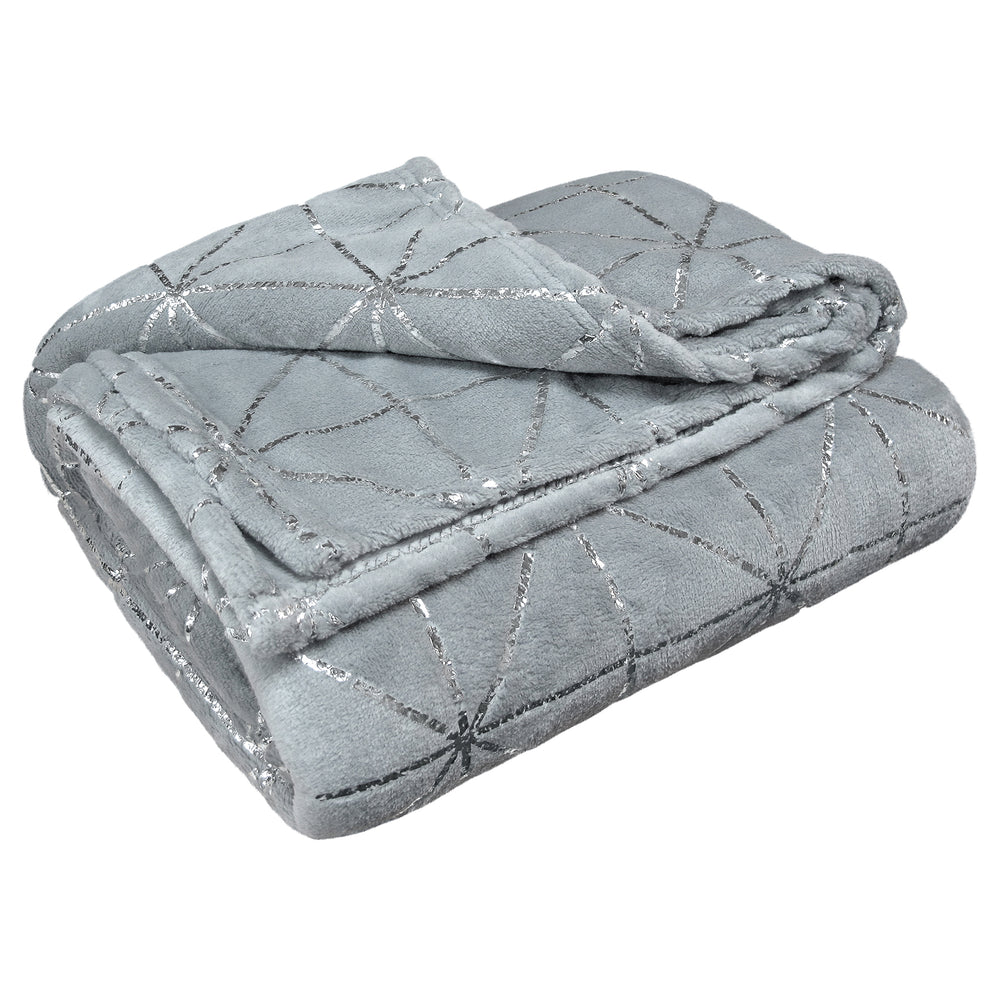 Intimates Luxury Geometric Vera Silver Blanket Throw Over