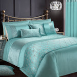 Intimates Vera Geometric Crushed Velvet Duck Egg Duvet Cover & Pillowcase Set