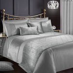 Intimates Vera Geometric Crushed Velvet Silver Duvet Cover & Pillowcase Set