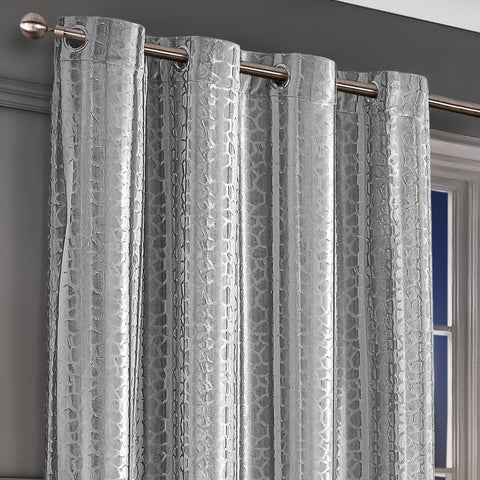 Intimates Verity Silver Crushed Velvet Ready Made Eyelet Curtains