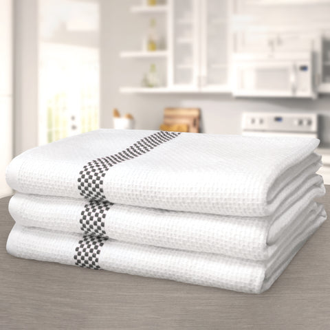 Kitchen Trends Luxury Waffle Check Tea Towel Black